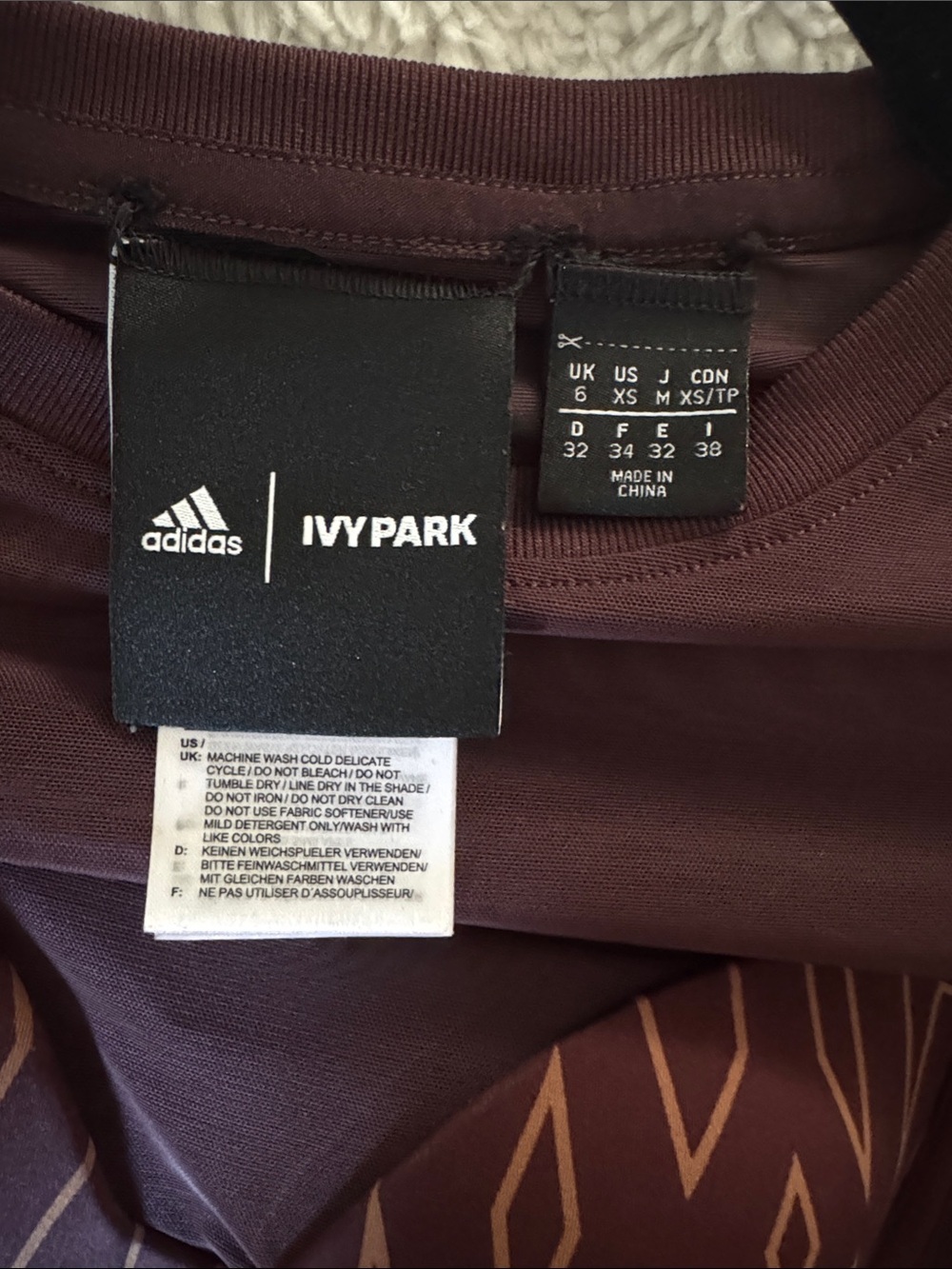 Adidas x Ivy Park Halls of Ivy Mesh Long Sleeve Crop Top Brown Oxblood S SoldOut - Picture 8 of 8